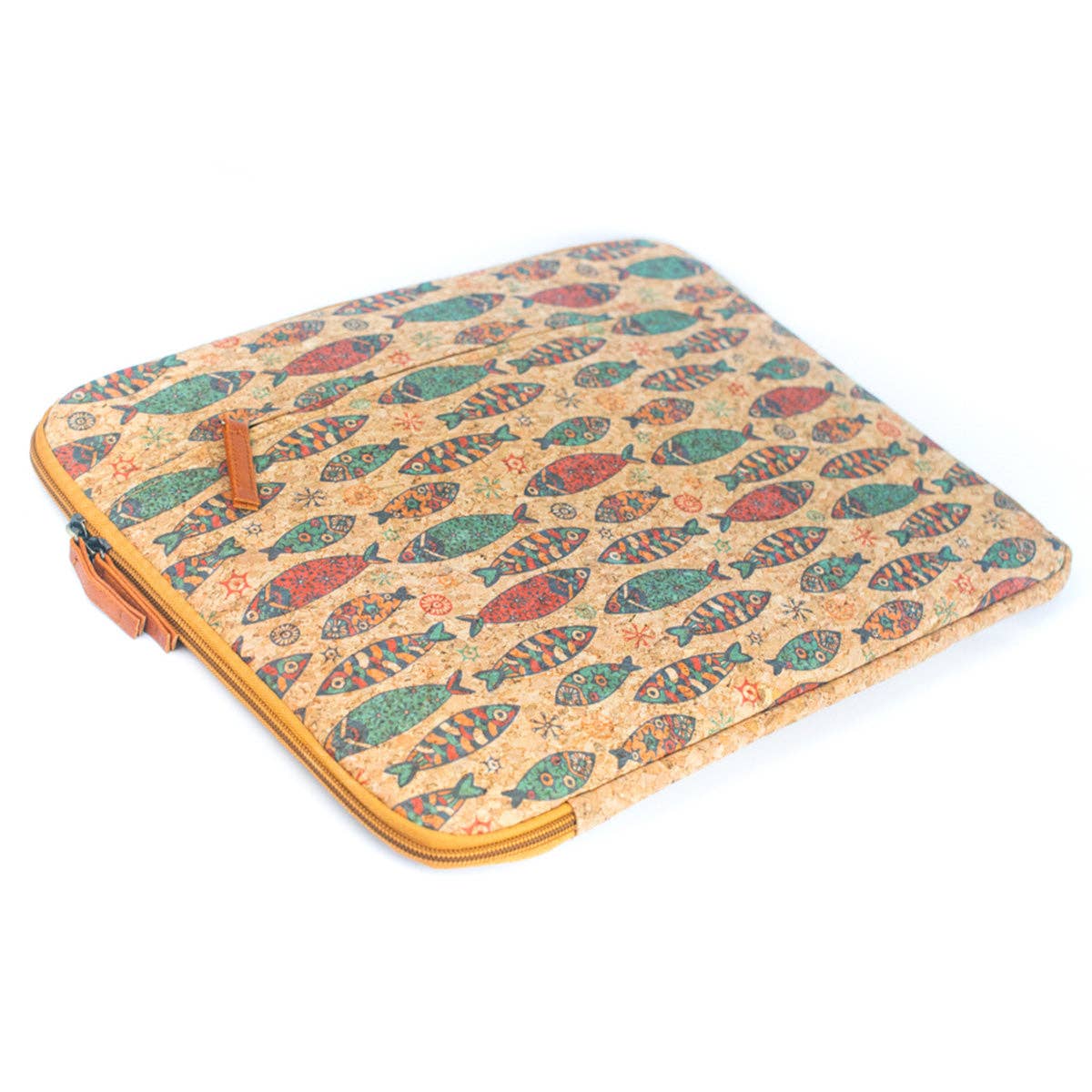 Natural Cork and Printed Notebook Laptop Sleeve - BAGF-074-3