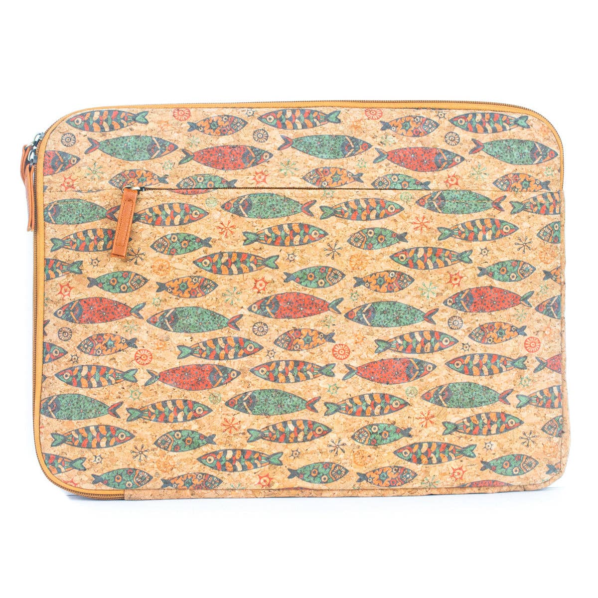 Natural Cork and Printed Notebook Laptop Sleeve - BAGF-074-5