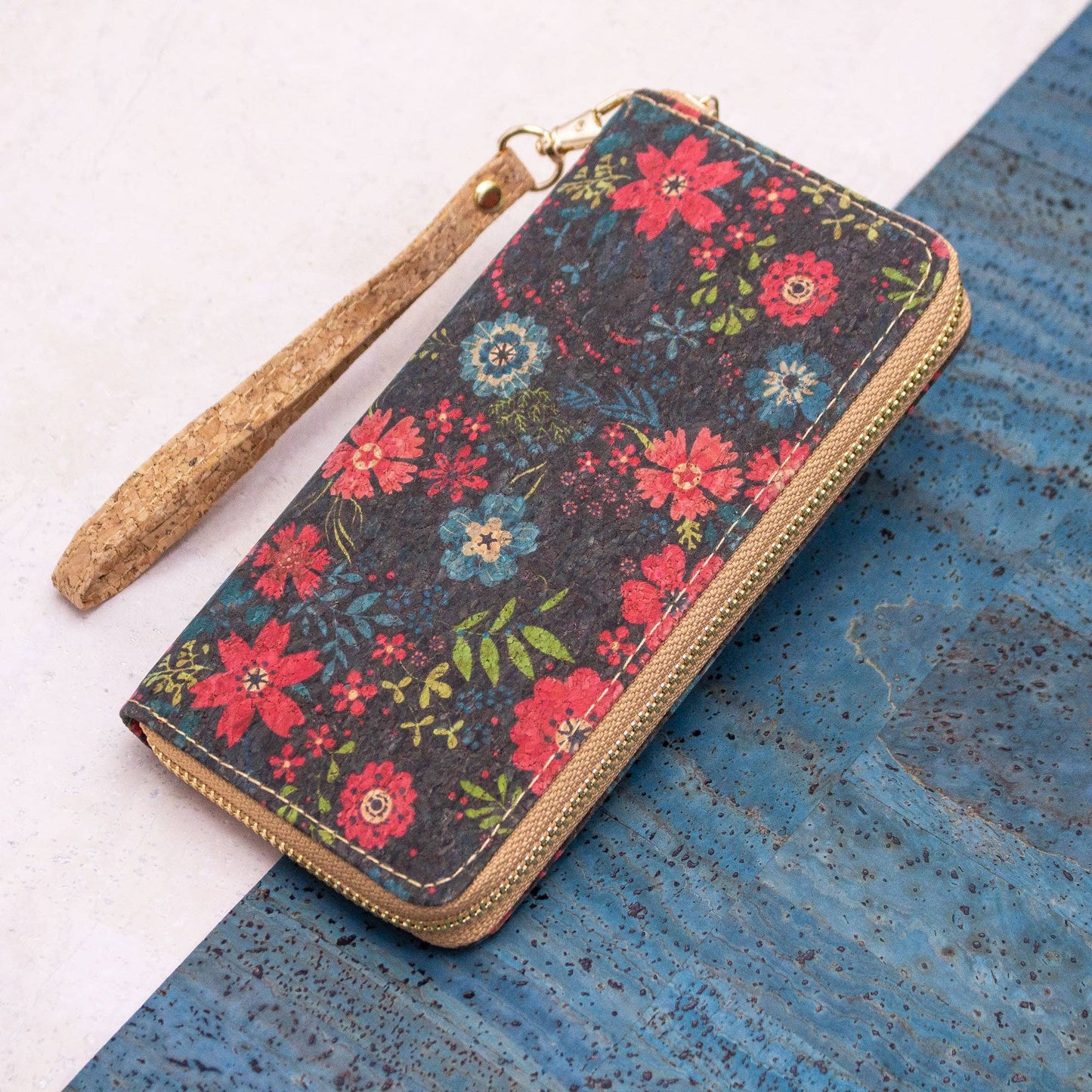 Mid- Wild Blossoms - Vegan Cork Wallet BAGD-200-B-2