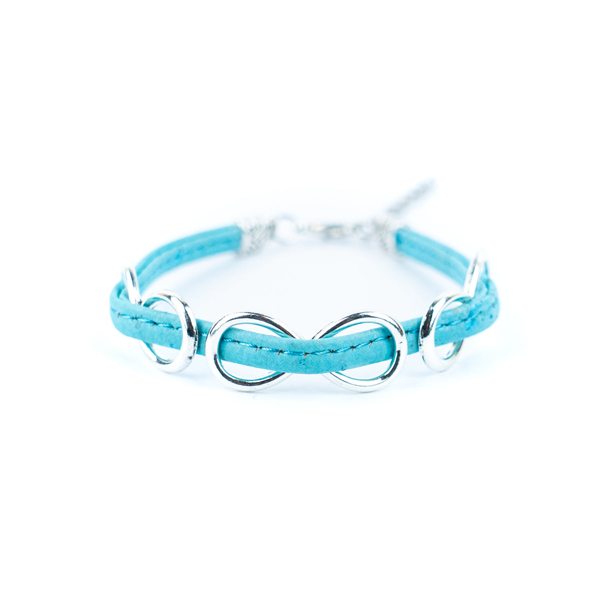 5mm flat cork wire and alloy infinity symbol handmade unisex fashion bracelet DBR-045-MIX-5-4