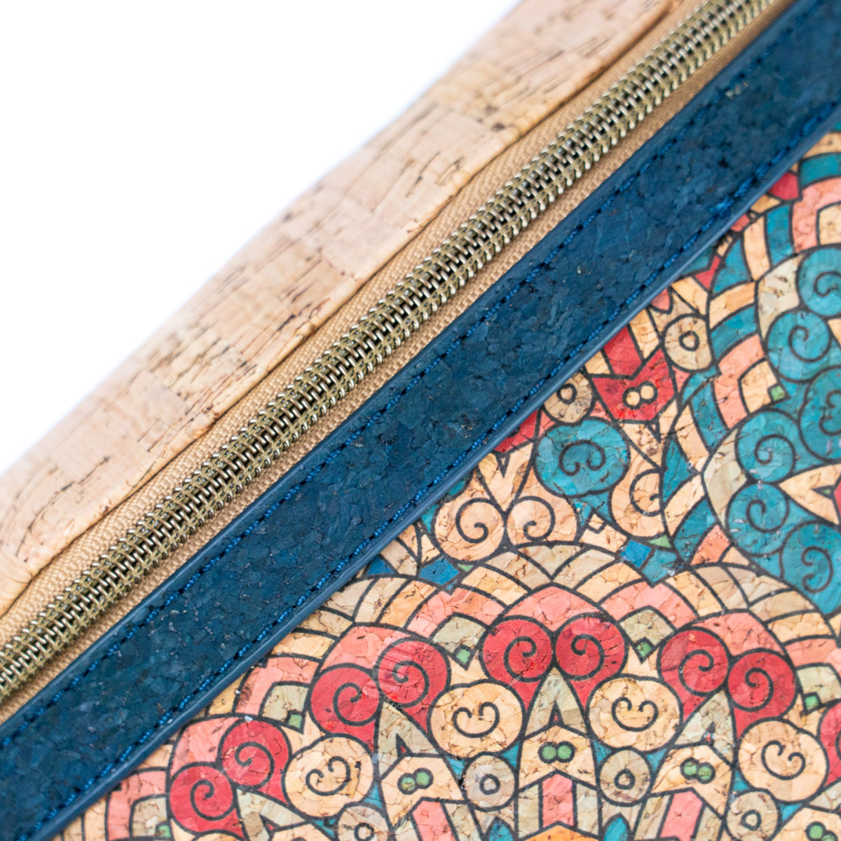 Mandala Print Cork Women's Chest Bag with Colorful Cotton Strap-3