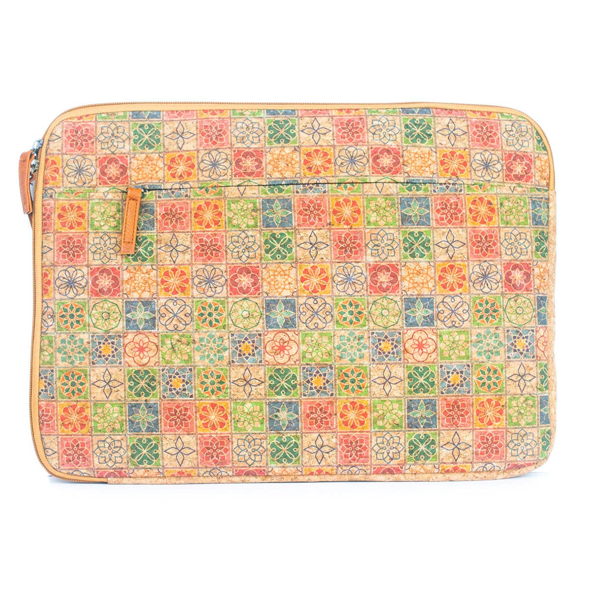 Natural Cork and Printed Notebook Laptop Sleeve - BAGF-074-8