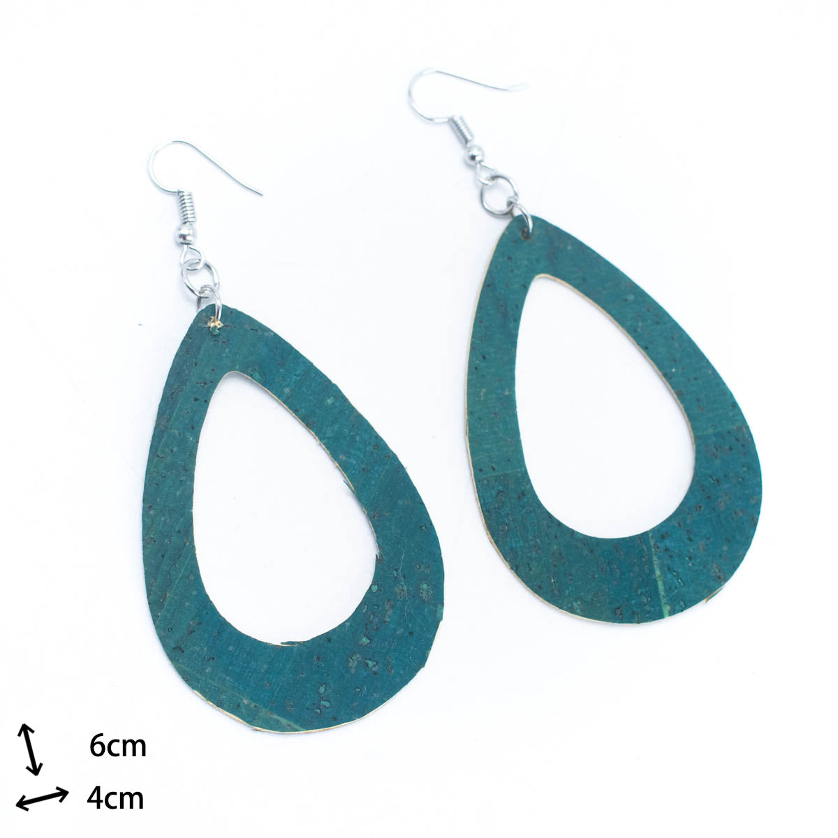 Green cork fabric Shapes for Earrings, Original handmade ladies earrings-ER-073-F-2