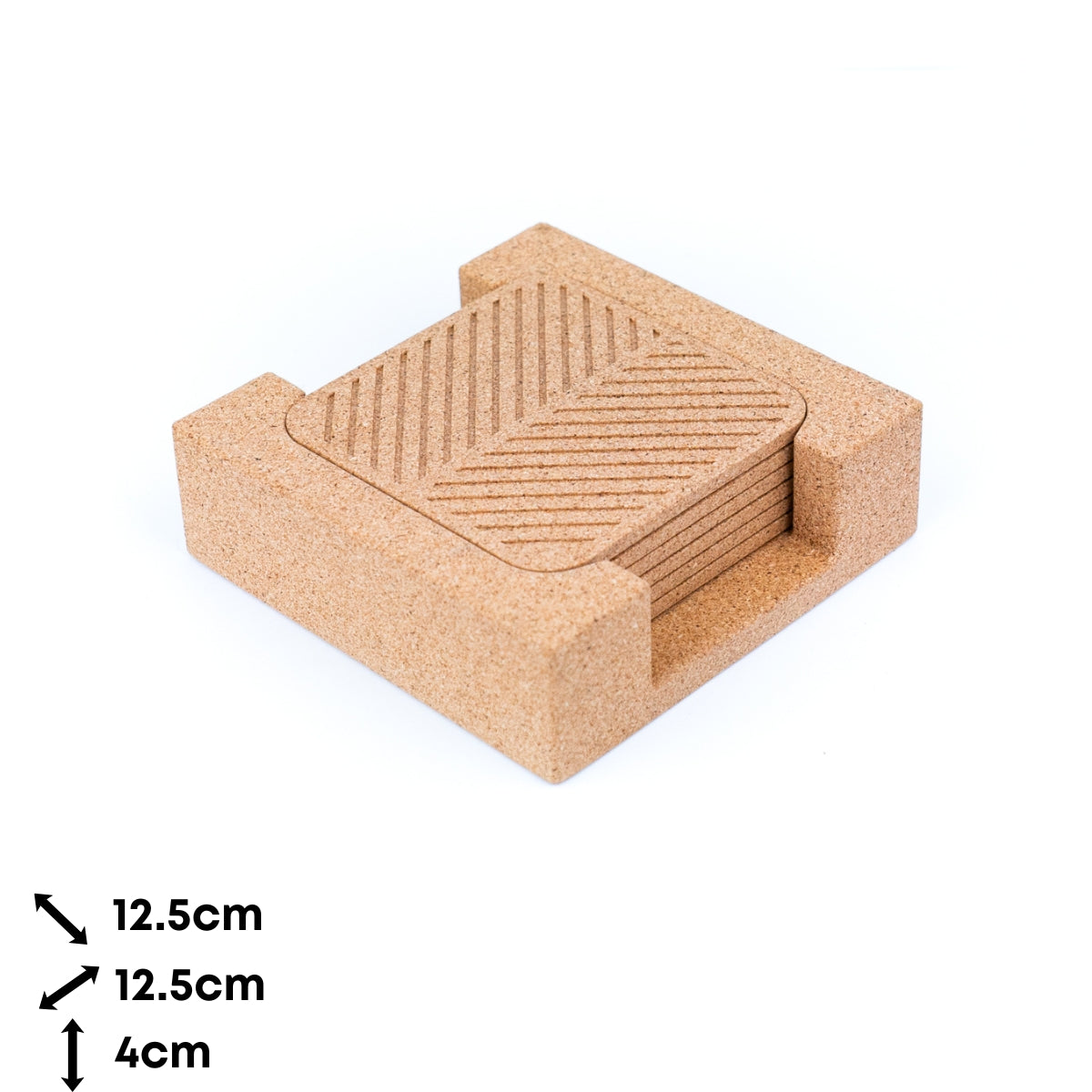 Natural Cork Coaster Set with Storage Tray L-1055-3