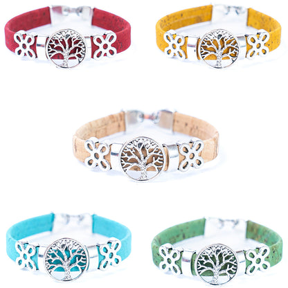 10mm flat wire colored cork wire and tree alloy hardware handmade ladies bracelet BR-101-MIX-5-0