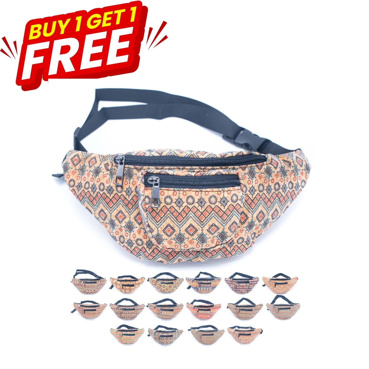 BUY 1 GET 1 FREE: Cork women's waist bag BAGD-447-0