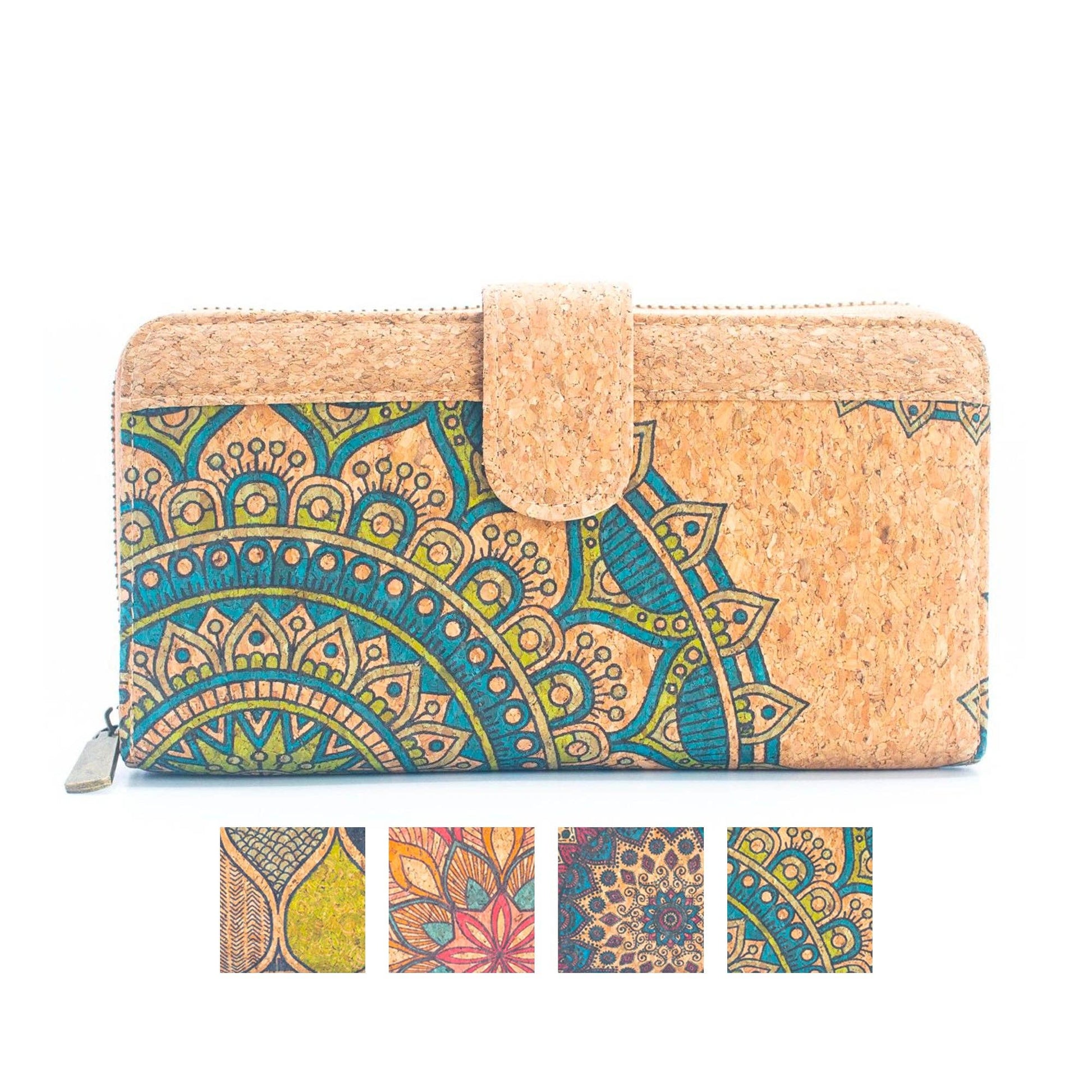 Natural Cork Mandala Pattern Women's Long Wallet/Cardholder BAG-2236-0