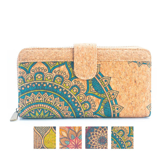 Natural Cork Mandala Pattern Women's Long Wallet/Cardholder BAG-2236-0