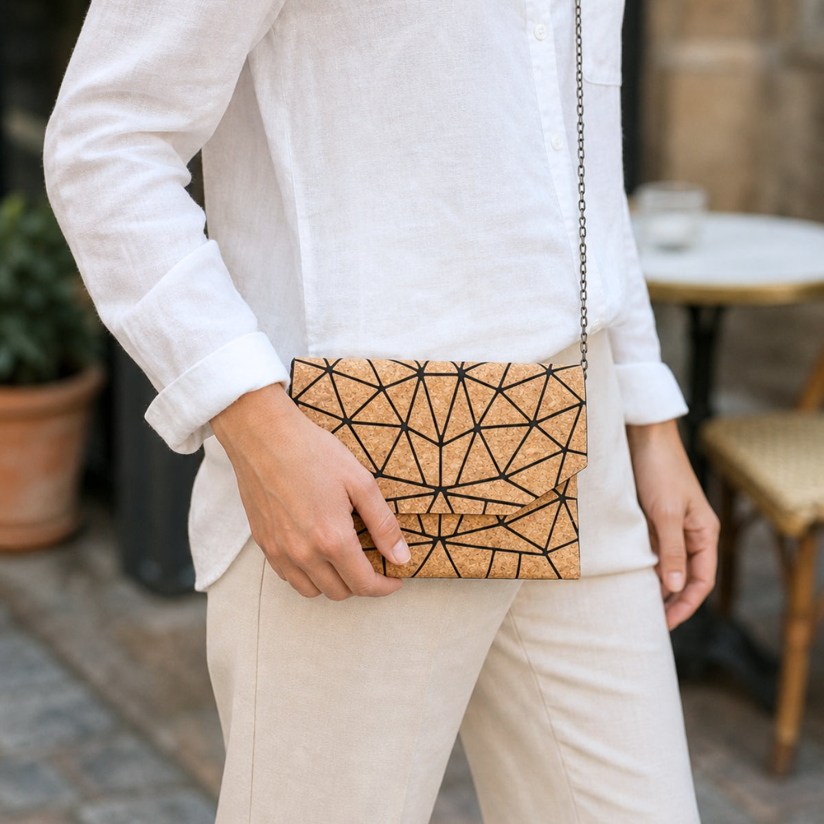 Cork Geometric Chain Crossbody cork Bag  BAG-2069-1