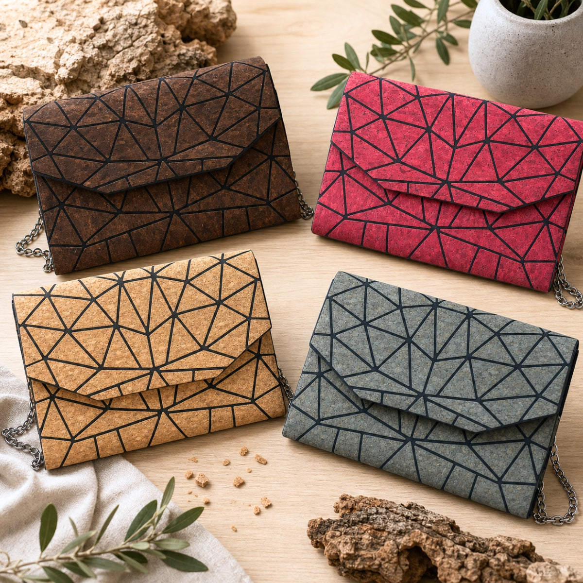 Cork Geometric Chain Crossbody cork Bag  BAG-2069-0