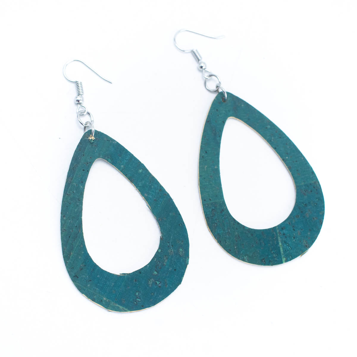 Green cork fabric  Shapes for Earrings, Original handmade ladies earrings-ER-073-F-0