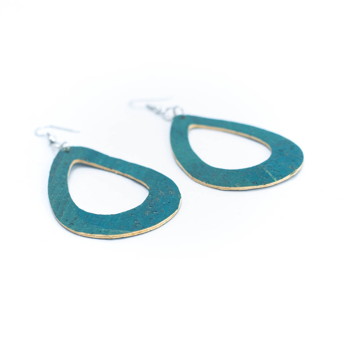 Green cork fabric  Shapes for Earrings, Original handmade ladies earrings-ER-073-F-1