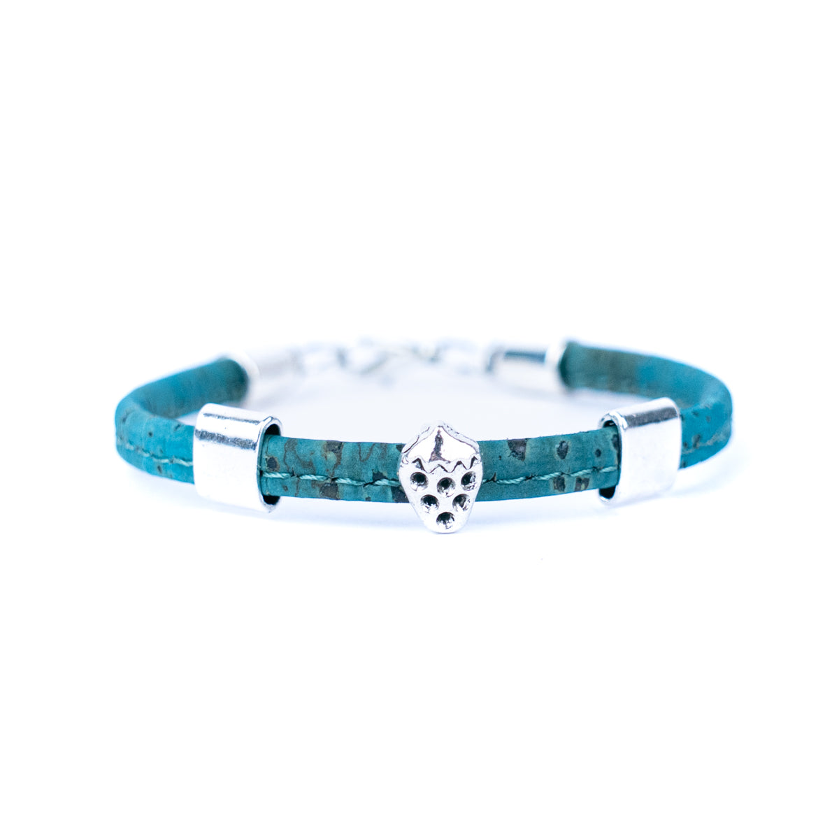 5mm flat colored cork wire and alloy strawberry hardware handmade women's bracelet  BR-504-MIX-5-3