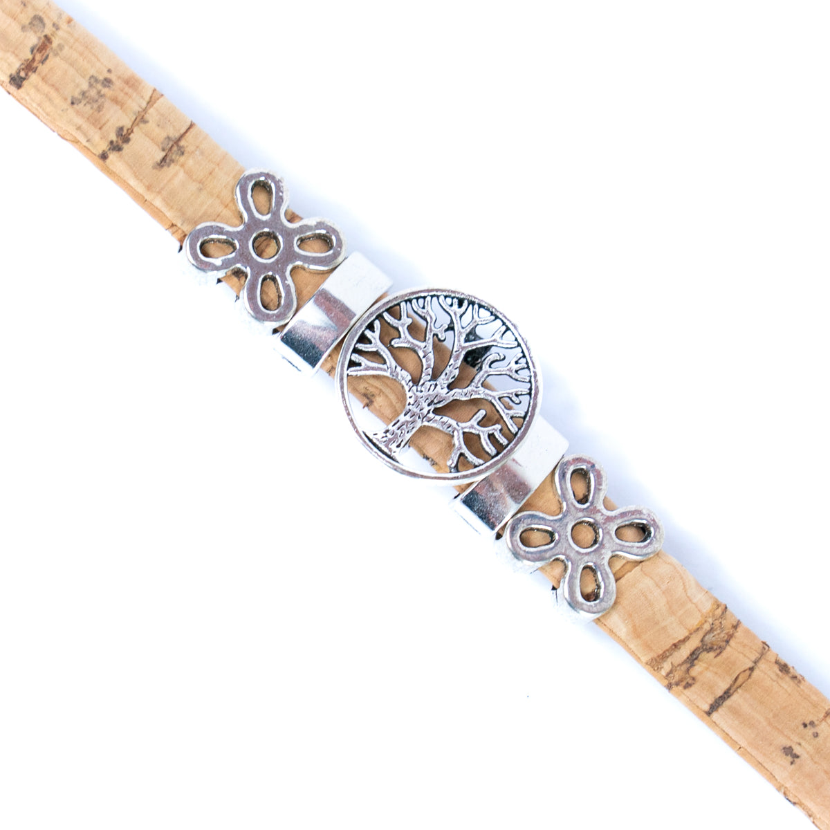 10mm flat wire colored cork wire and tree alloy hardware handmade ladies bracelet BR-101-MIX-5-3