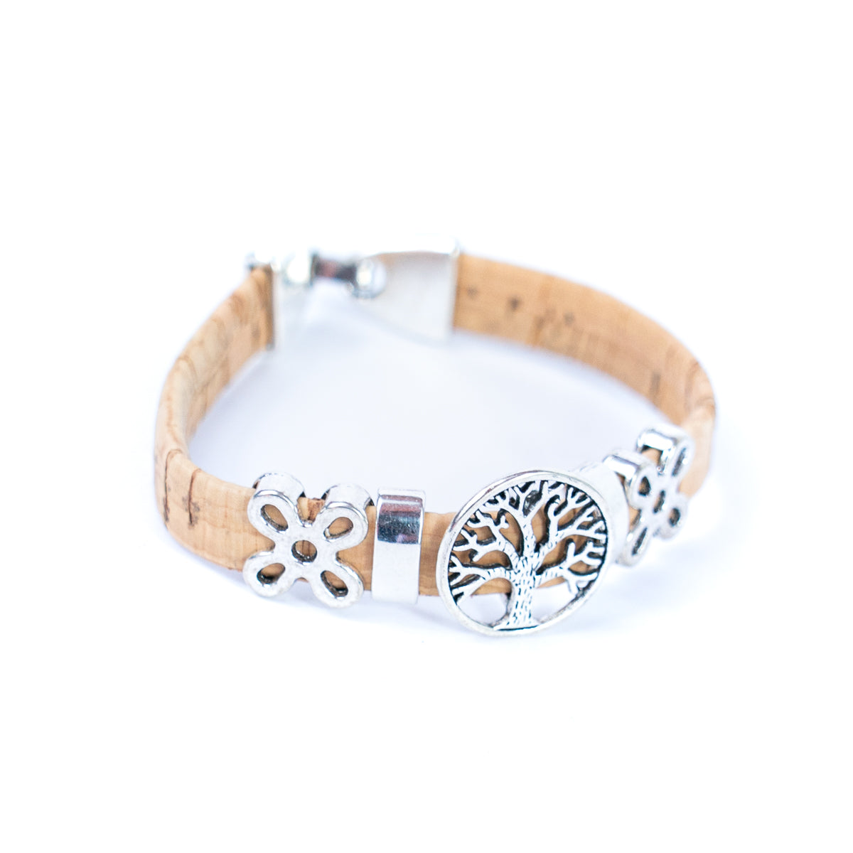 10mm flat wire colored cork wire and tree alloy hardware handmade ladies bracelet BR-101-MIX-5-4