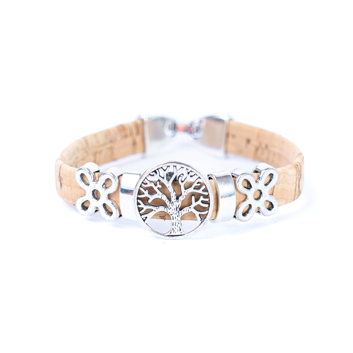 10mm flat wire colored cork wire and tree alloy hardware handmade ladies bracelet BR-101-MIX-5-1