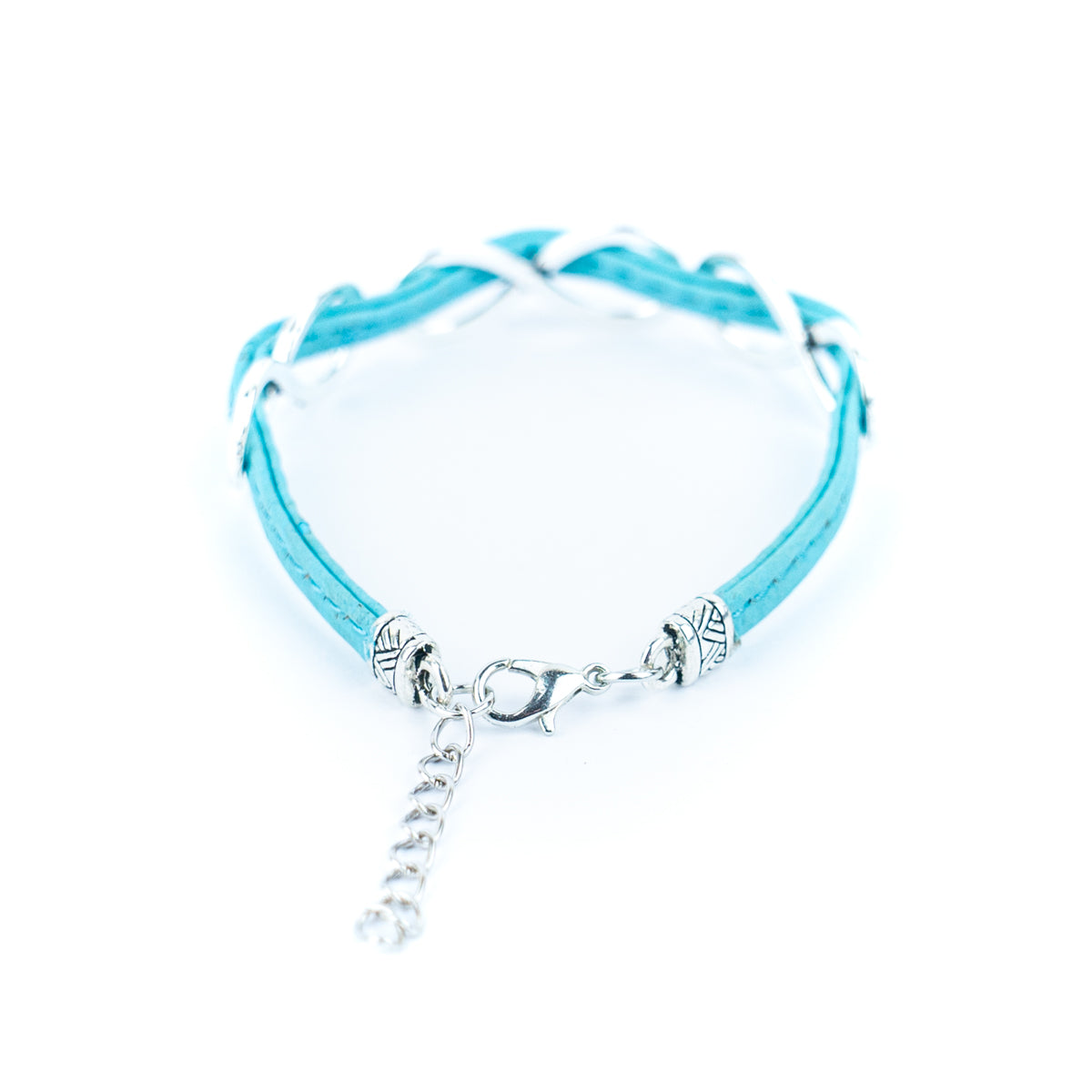 5mm flat cork wire and alloy infinity symbol handmade unisex fashion bracelet DBR-045-MIX-5-2