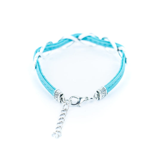5mm flat cork wire and alloy infinity symbol handmade unisex fashion bracelet DBR-045-MIX-5-2