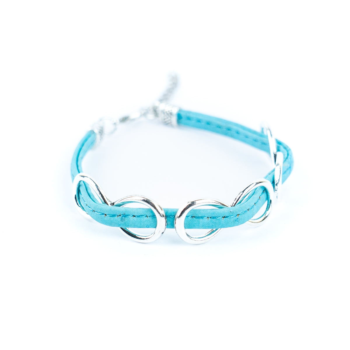 5mm flat cork wire and alloy infinity symbol handmade unisex fashion bracelet DBR-045-MIX-5-3