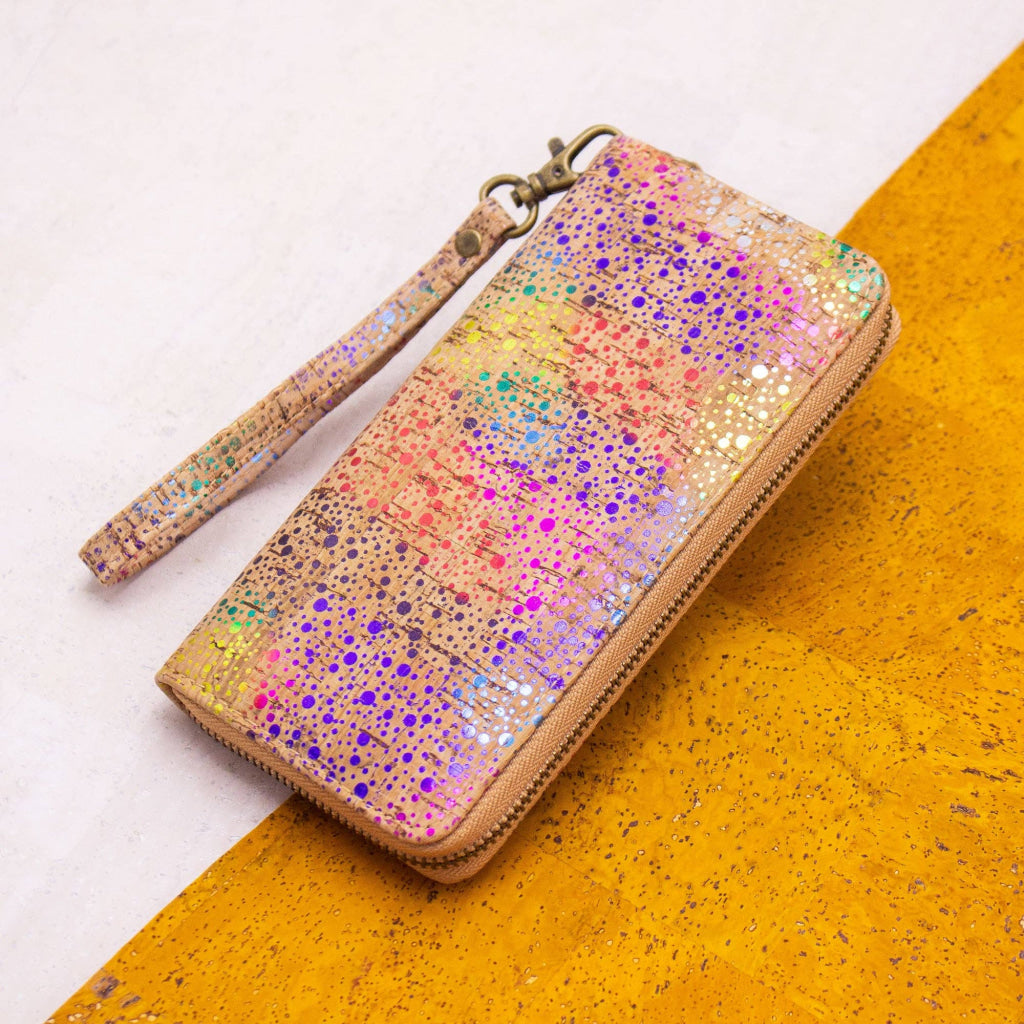 BUY 1 GET 1 FREE: All cork Glitz Polka Vegan Zipper Wallet BAG-2060-4
