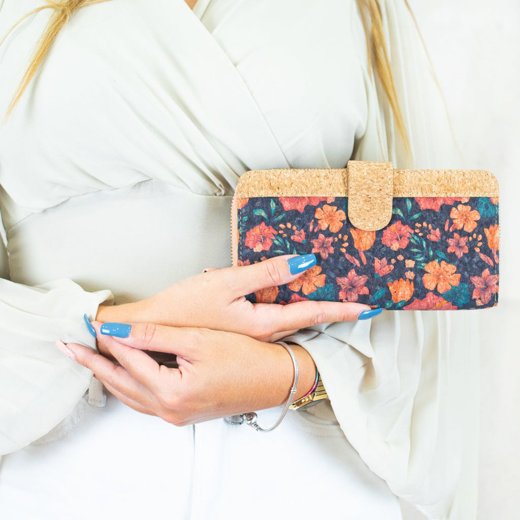 BUY 1 GET 1 FREE: Folding wallet Mandala flower pattern- Vegan Cork Wallet BAG-2220-1