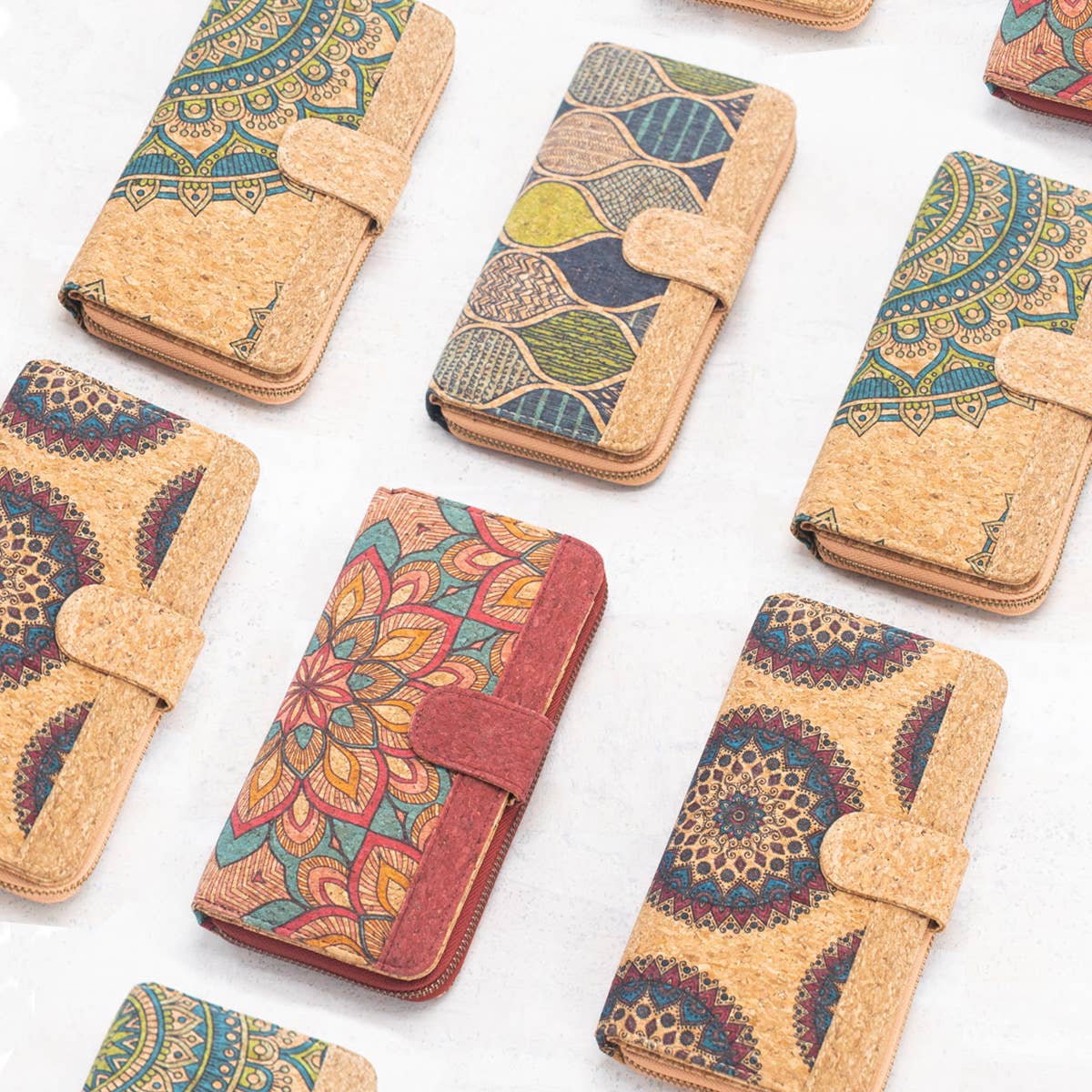 Natural Cork Mandala Pattern Women's Long Wallet/Cardholder BAG-2236-1
