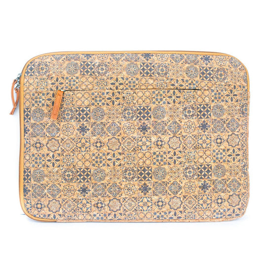 Natural Cork and Printed Notebook Laptop Sleeve - BAGF-074-10