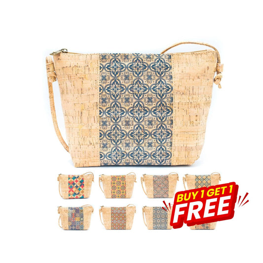 BUY 1 GET 1 FREE: Medium model Smart Printed Cork Crossbody Bag BAGD-308-0