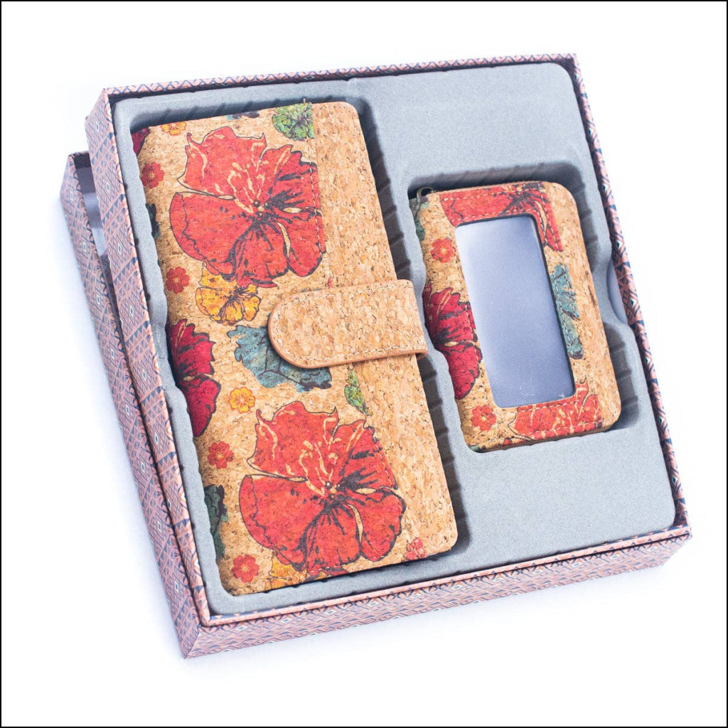 Natural Cork Gift Boxed Women's Wallet Set (2 pieces)  HY-036-4