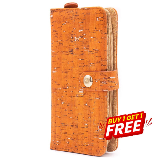 BUY 1 GET 1 FREE: Tangerine Cork Wallet with Magnetic Closure BAG-2062-C-0