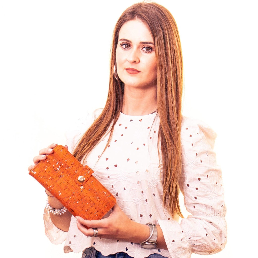 BUY 1 GET 1 FREE: Tangerine Cork Wallet with Magnetic Closure BAG-2062-C-1