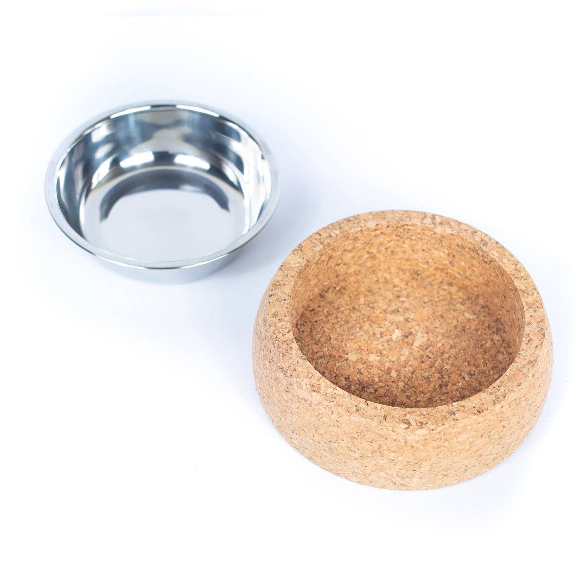 Cork Base and Stainless Steel Pet Food Bowl L-926-2